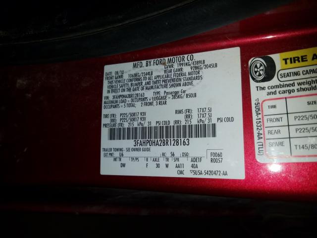 Photo 9 VIN: 3FAHP0HA2BR128163 - FORD FUSION SE 