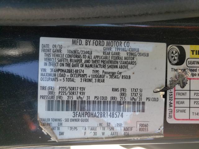 Photo 9 VIN: 3FAHP0HA2BR148574 - FORD FUSION SE 