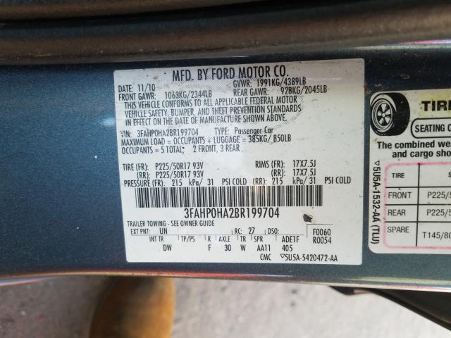 Photo 9 VIN: 3FAHP0HA2BR199704 - FORD FUSION SE 