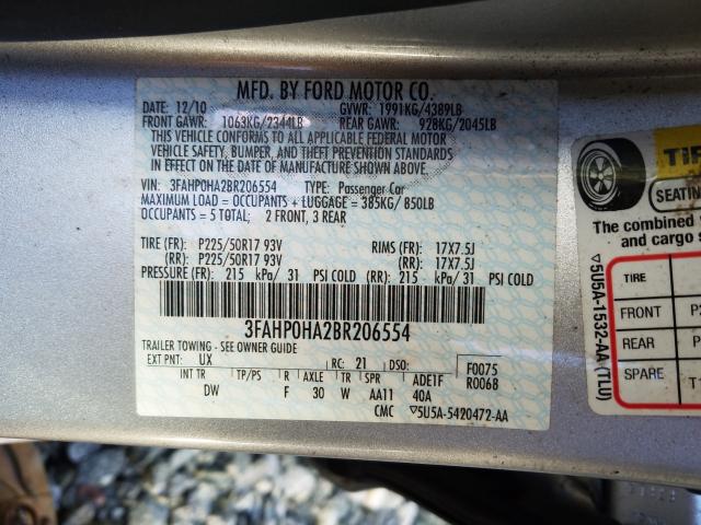 Photo 9 VIN: 3FAHP0HA2BR206554 - FORD FUSION SE 