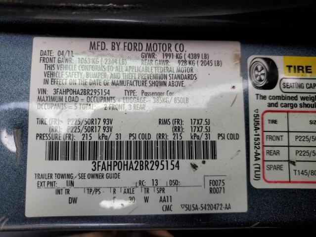 Photo 11 VIN: 3FAHP0HA2BR295154 - FORD FUSION SE 