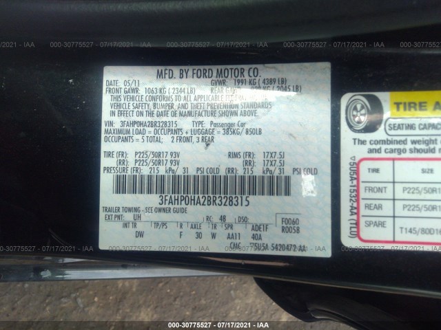 Photo 8 VIN: 3FAHP0HA2BR328315 - FORD FUSION 