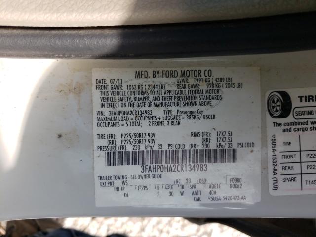 Photo 9 VIN: 3FAHP0HA2CR134983 - FORD FUSION SE 