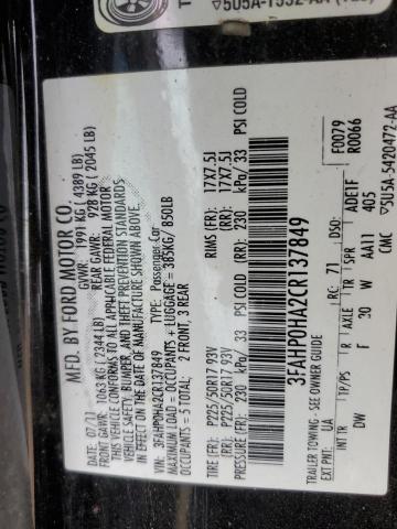 Photo 11 VIN: 3FAHP0HA2CR137849 - FORD FUSION SE 