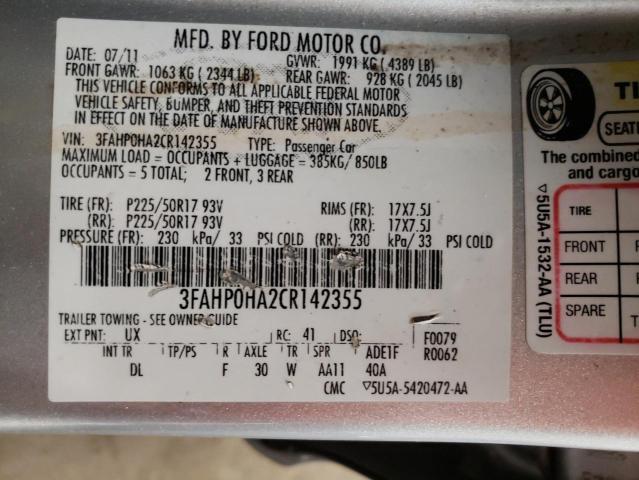 Photo 9 VIN: 3FAHP0HA2CR142355 - FORD FUSION SE 