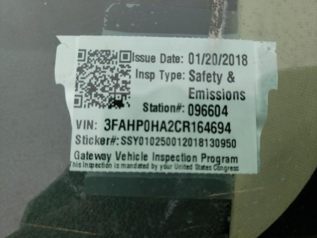 Photo 9 VIN: 3FAHP0HA2CR164694 - FORD FUSION SE 