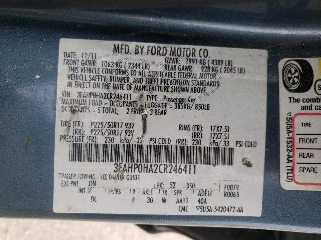 Photo 9 VIN: 3FAHP0HA2CR246411 - FORD FUSION 