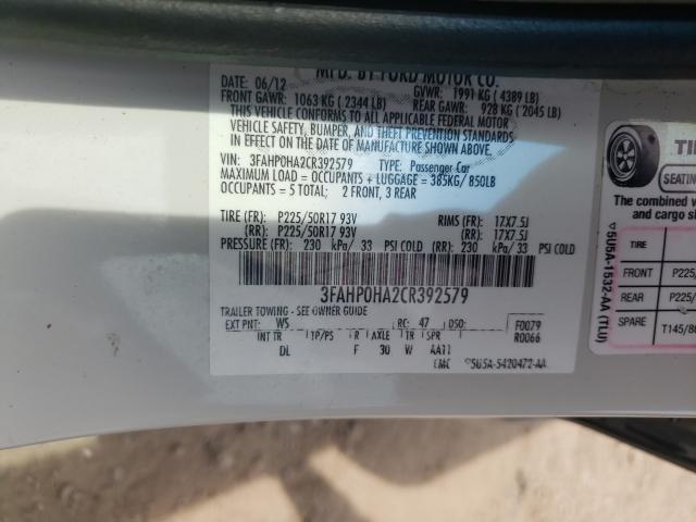 Photo 9 VIN: 3FAHP0HA2CR392579 - FORD FUSION SE 