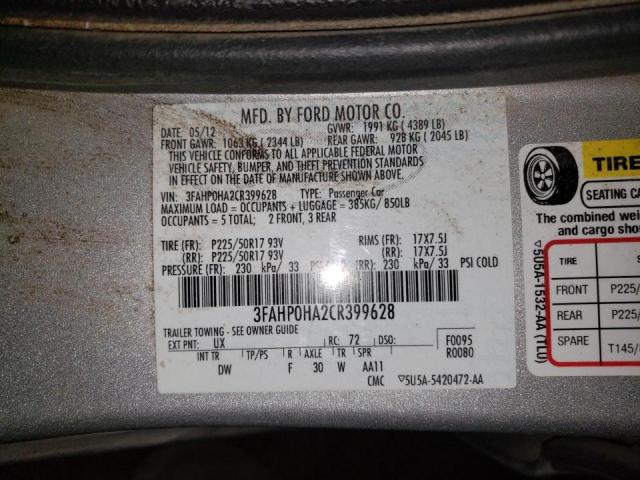 Photo 9 VIN: 3FAHP0HA2CR399628 - FORD FUSION SE 