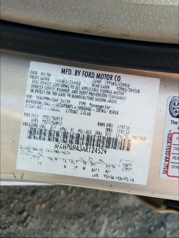 Photo 9 VIN: 3FAHP0HA3AR124539 - FORD FUSION SE 