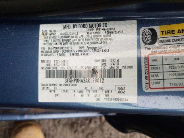 Photo 9 VIN: 3FAHP0HA3AR198012 - FORD FUSION SE 