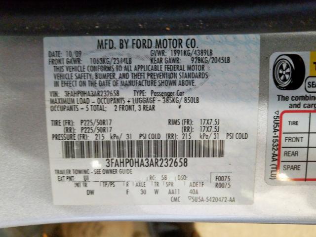 Photo 9 VIN: 3FAHP0HA3AR232658 - FORD FUSION SE 