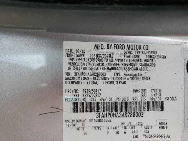 Photo 11 VIN: 3FAHP0HA3AR288003 - FORD FUSION SE 