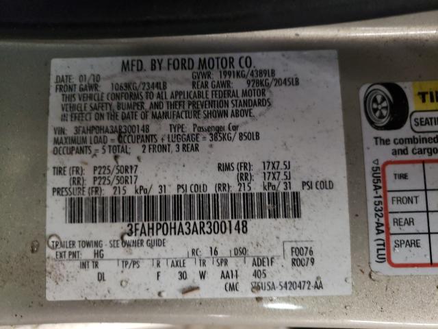 Photo 9 VIN: 3FAHP0HA3AR300148 - FORD FUSION SE 