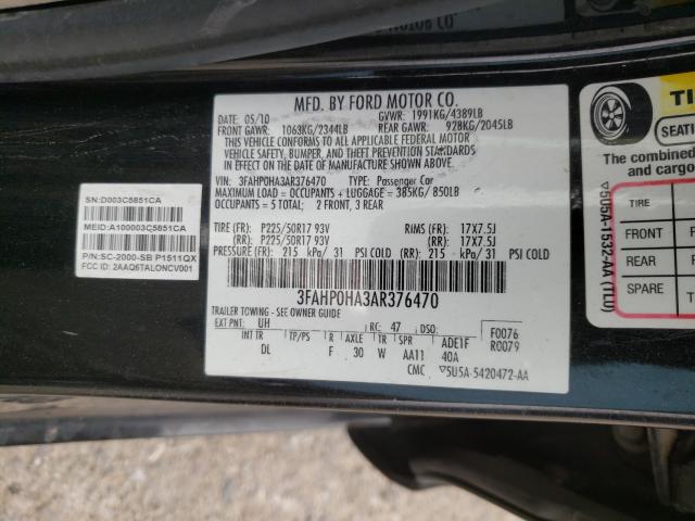 Photo 9 VIN: 3FAHP0HA3AR376470 - FORD FUSION SE 