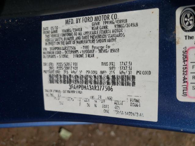 Photo 9 VIN: 3FAHP0HA3AR377506 - FORD FUSION SE 