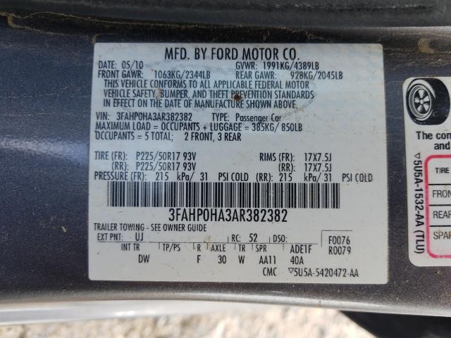 Photo 9 VIN: 3FAHP0HA3AR382382 - FORD FUSION SE 