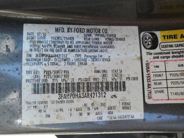 Photo 11 VIN: 3FAHP0HA3AR421312 - FORD FUSION SE 