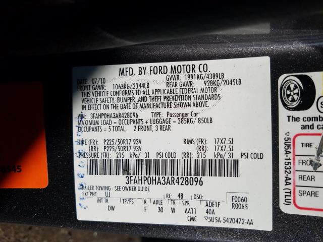 Photo 9 VIN: 3FAHP0HA3AR428096 - FORD FUSION SE 