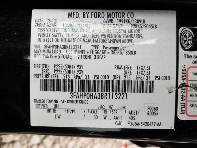 Photo 9 VIN: 3FAHP0HA3BR113221 - FORD FUSION SE 