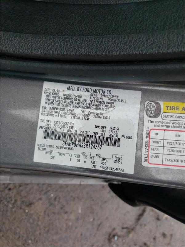 Photo 9 VIN: 3FAHP0HA3BR124767 - FORD FUSION 