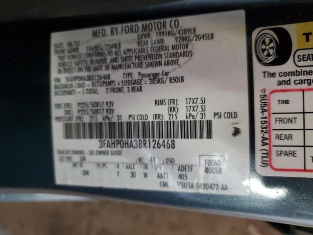 Photo 11 VIN: 3FAHP0HA3BR126468 - FORD FUSION SE 