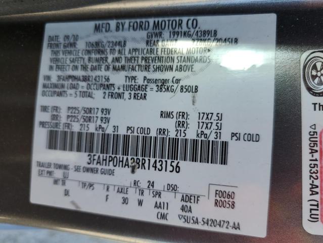 Photo 12 VIN: 3FAHP0HA3BR143156 - FORD FUSION 