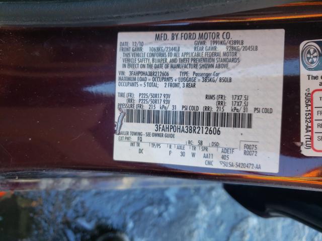 Photo 9 VIN: 3FAHP0HA3BR212606 - FORD FUSION SE 