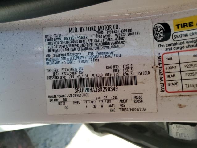 Photo 11 VIN: 3FAHP0HA3BR290349 - FORD FUSION SE 