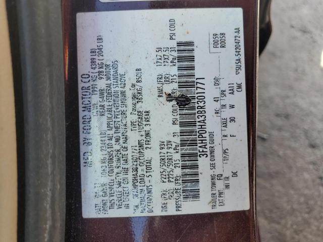 Photo 11 VIN: 3FAHP0HA3BR301771 - FORD FUSION SE 