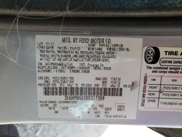 Photo 9 VIN: 3FAHP0HA3BR317209 - FORD FUSION 