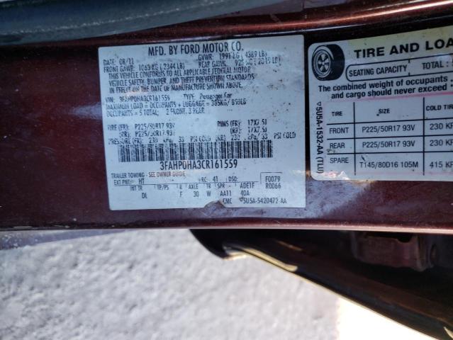 Photo 9 VIN: 3FAHP0HA3CR161559 - FORD FUSION SE 