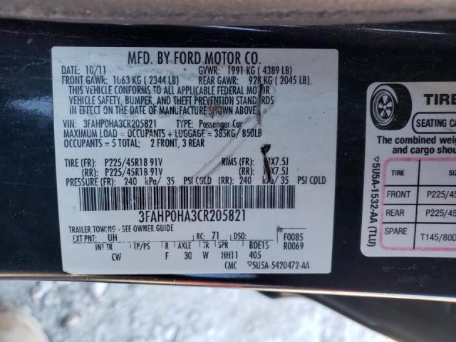 Photo 9 VIN: 3FAHP0HA3CR205821 - FORD FUSION SE 