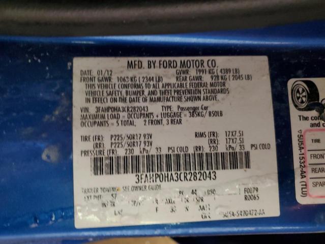 Photo 11 VIN: 3FAHP0HA3CR282043 - FORD FUSION 