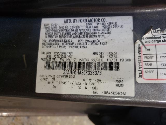 Photo 9 VIN: 3FAHP0HA3CR328373 - FORD FUSION SE 