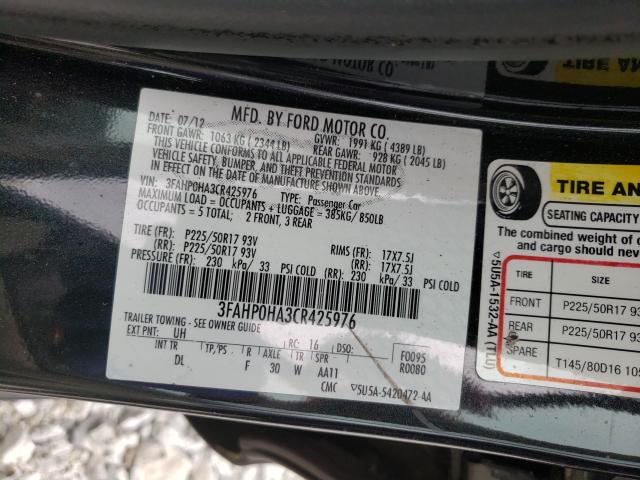 Photo 9 VIN: 3FAHP0HA3CR425976 - FORD FUSION SE 