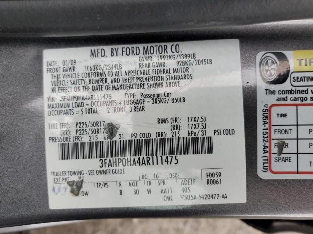 Photo 9 VIN: 3FAHP0HA4AR111475 - FORD FUSION SE 