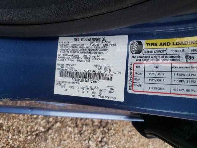 Photo 9 VIN: 3FAHP0HA4AR129670 - FORD FUSION SE 