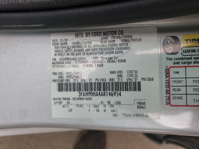 Photo 9 VIN: 3FAHP0HA4AR146954 - FORD FUSION SE 