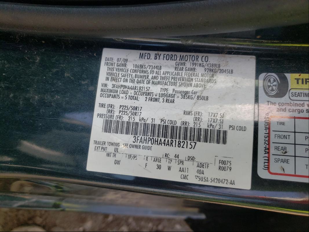 Photo 9 VIN: 3FAHP0HA4AR182157 - FORD FUSION SE 