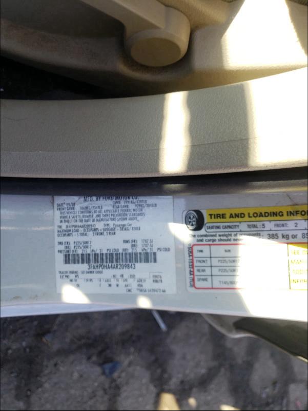 Photo 9 VIN: 3FAHP0HA4AR209843 - FORD FUSION SE 