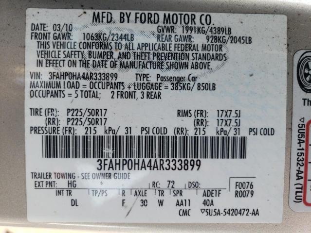 Photo 11 VIN: 3FAHP0HA4AR333899 - FORD FUSION SE 