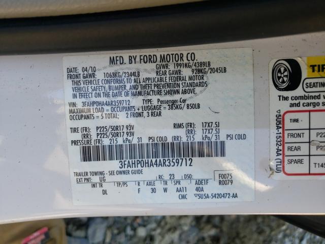 Photo 9 VIN: 3FAHP0HA4AR359712 - FORD FUSION SE 