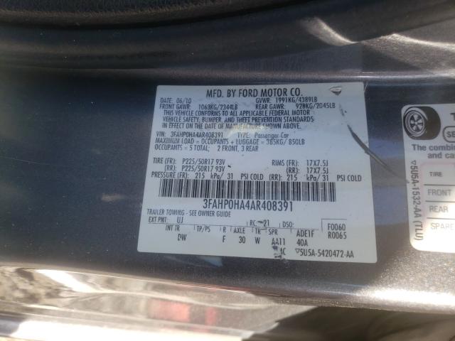 Photo 9 VIN: 3FAHP0HA4AR408391 - FORD FUSION SE 