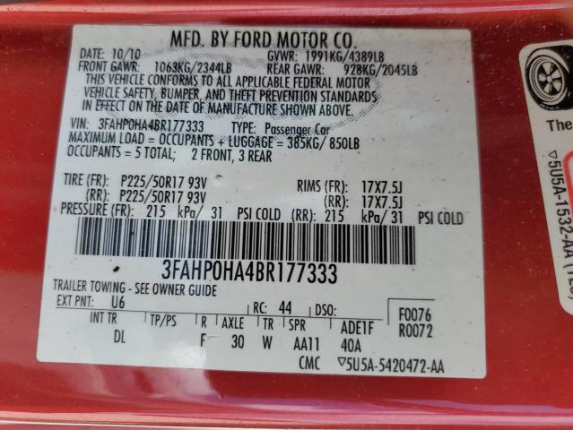 Photo 12 VIN: 3FAHP0HA4BR177333 - FORD FUSION 