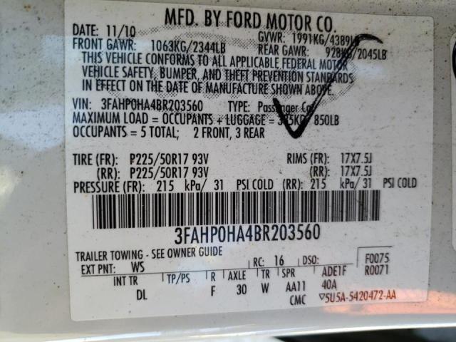 Photo 11 VIN: 3FAHP0HA4BR203560 - FORD FUSION SE 