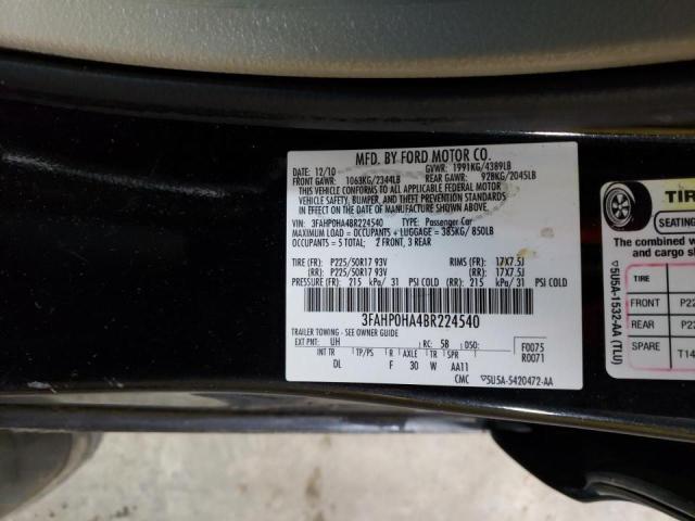 Photo 9 VIN: 3FAHP0HA4BR224540 - FORD FUSION SE 