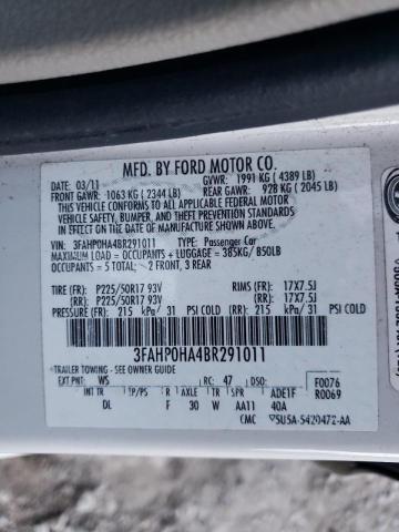 Photo 9 VIN: 3FAHP0HA4BR291011 - FORD FUSION SE 