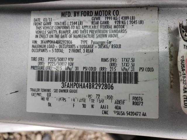 Photo 9 VIN: 3FAHP0HA4BR292806 - FORD FUSION SE 