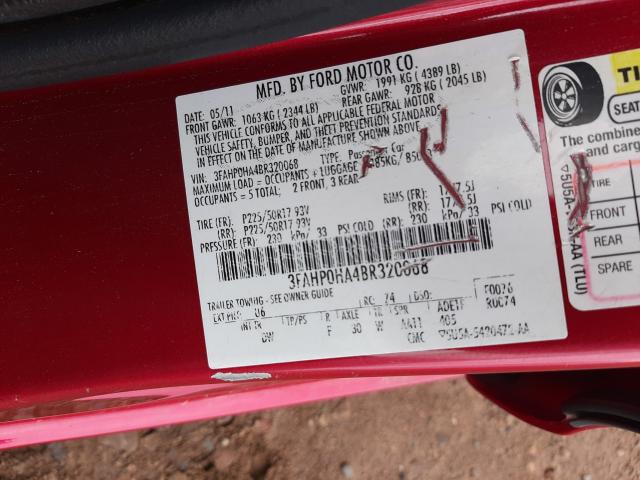 Photo 9 VIN: 3FAHP0HA4BR320068 - FORD FUSION SE 